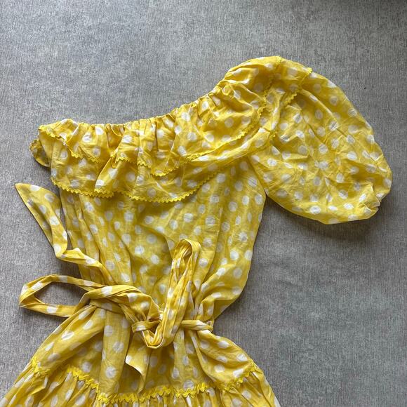 Lisa Marie Fernandez One-Shoulder Polka Dot Maxi Dress - Picture 3 of 5